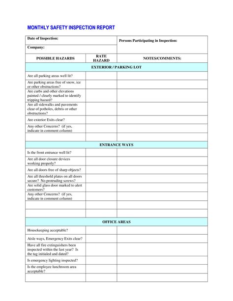 monthly health and safety report template